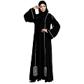 Loose fit abaya with embroidery work- Black Loose fit abaya with embroidery work- Black